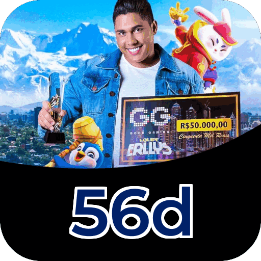 Interface do aplicativo 56d mostrando jogos disponíveis no iOS e Android